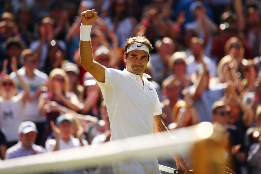 Roger ringrazia e saluta. Infinito Federer. Getty